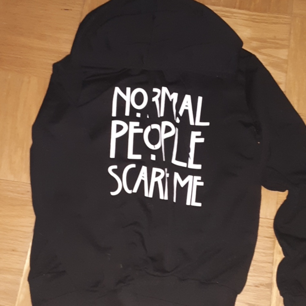 Typed, black hoodie